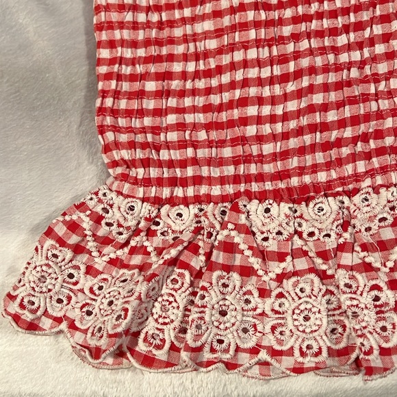 XS STRETCHY RED GIGHAM SIM & SAM SPAGHETTI TOP SHIRT PICNIC DATE WORK 4thofJuly! - Picture 4 of 10